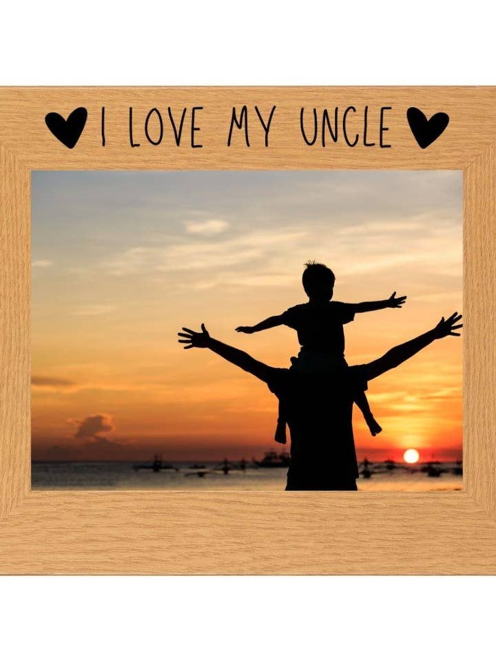 Second Ave Oak - Cornice portafoto orizzontale con scritta «I Love My Uncle Gift» per la vendita all'ingrosso da parte di Second Ave Gift Company