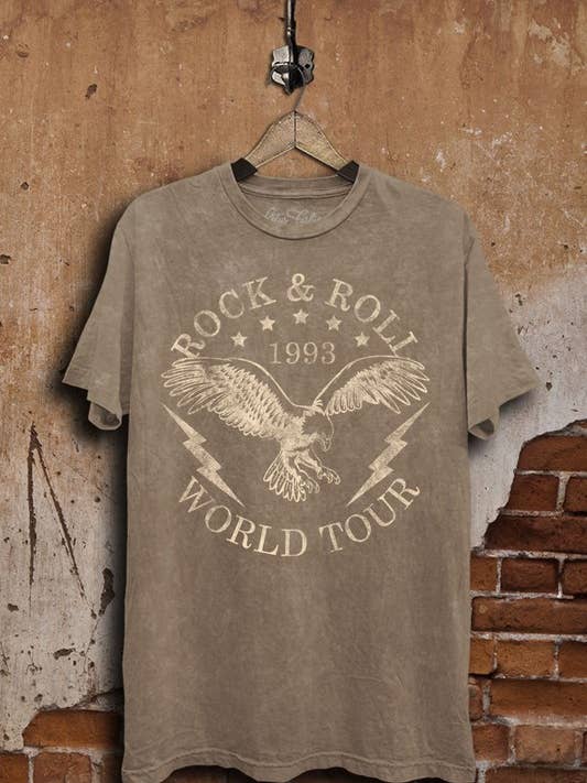 Lotus Fashion Collection - Vente T-shirt à imprimés – femme - Top graphique du Rock Roll World Tour