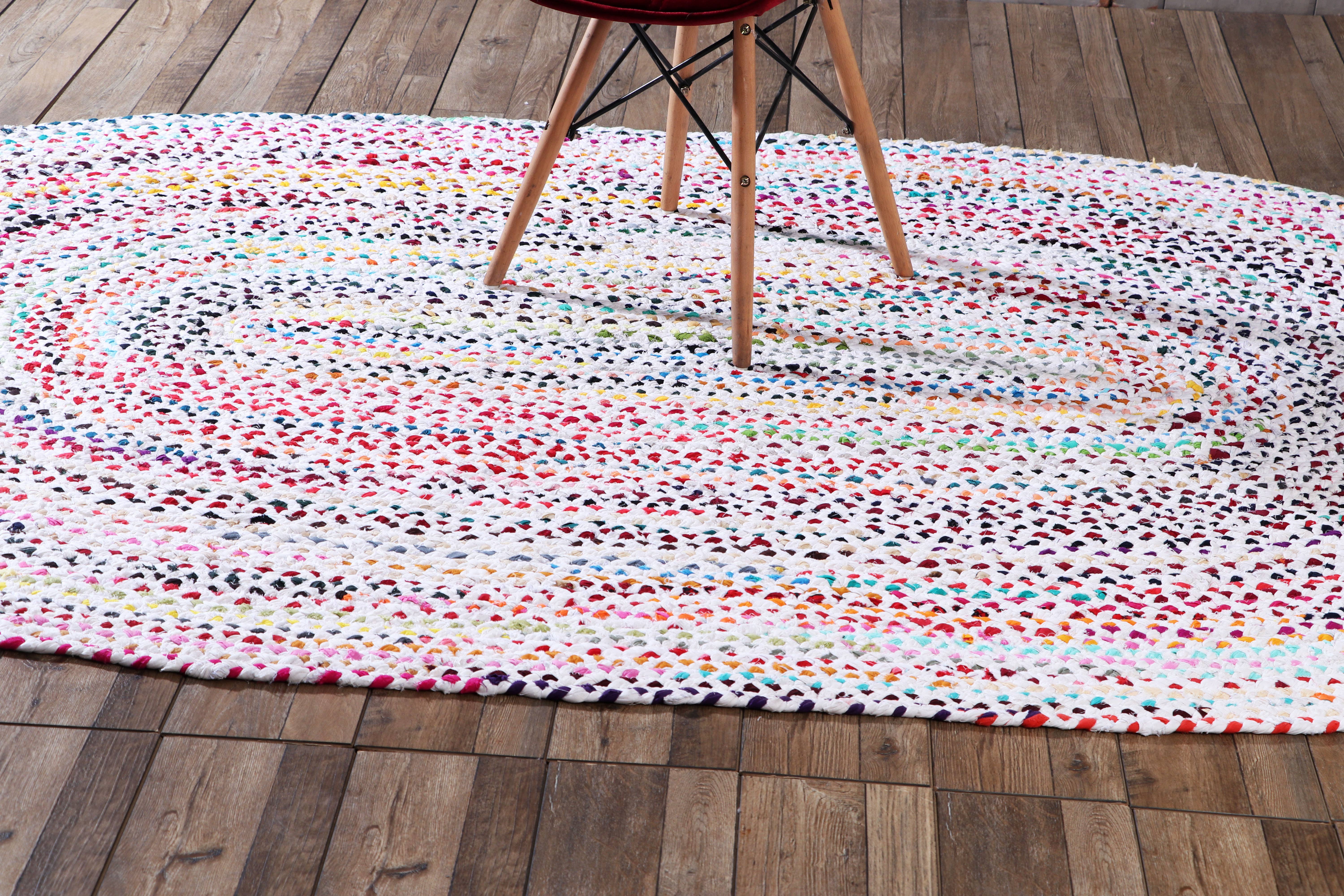 COZY HOMES COLLECTION - Venta al por mayor Alfombra pequeña - Alfombras de área multicolor trenzadas a mano de algodón y yute Chindi6