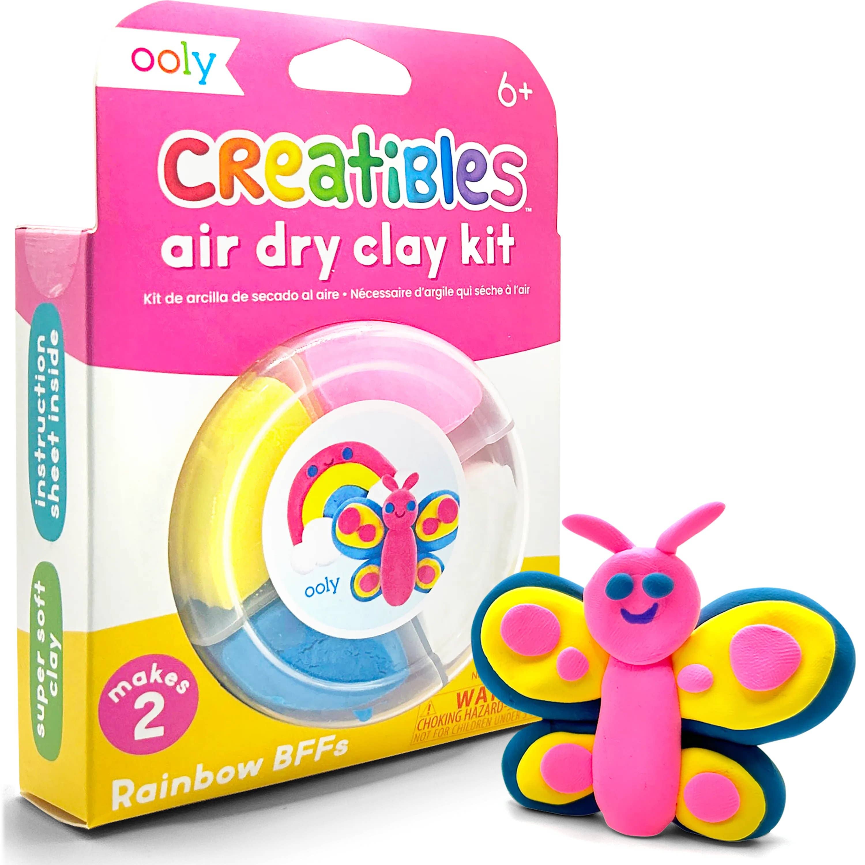 OOLY - Wholesale DIY Craft Kit - Kids - Creatibles: Air Dry Clay BFFs Kit - Rainbow Pals (Set of 4 C3
