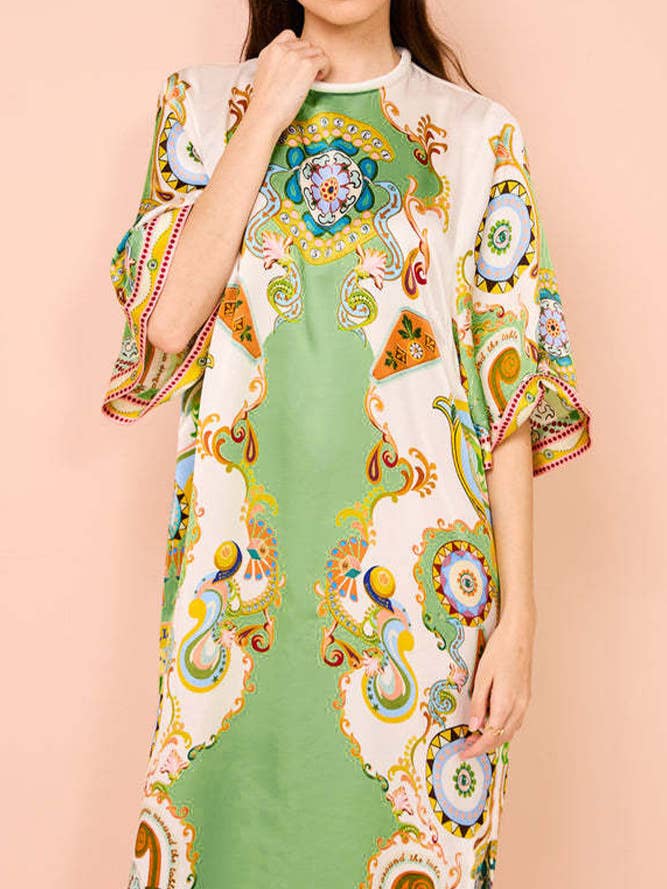 Vestido largo de satén con estampado floral y abertura lateral de verano JRM077 para venta al por mayor de UNISHE