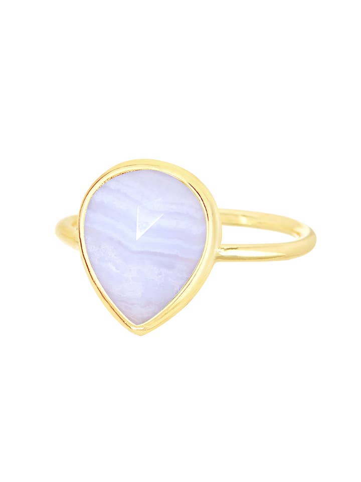 Blauwe kanten agaat traanring - GF voor wholesale door Zoey Simmons