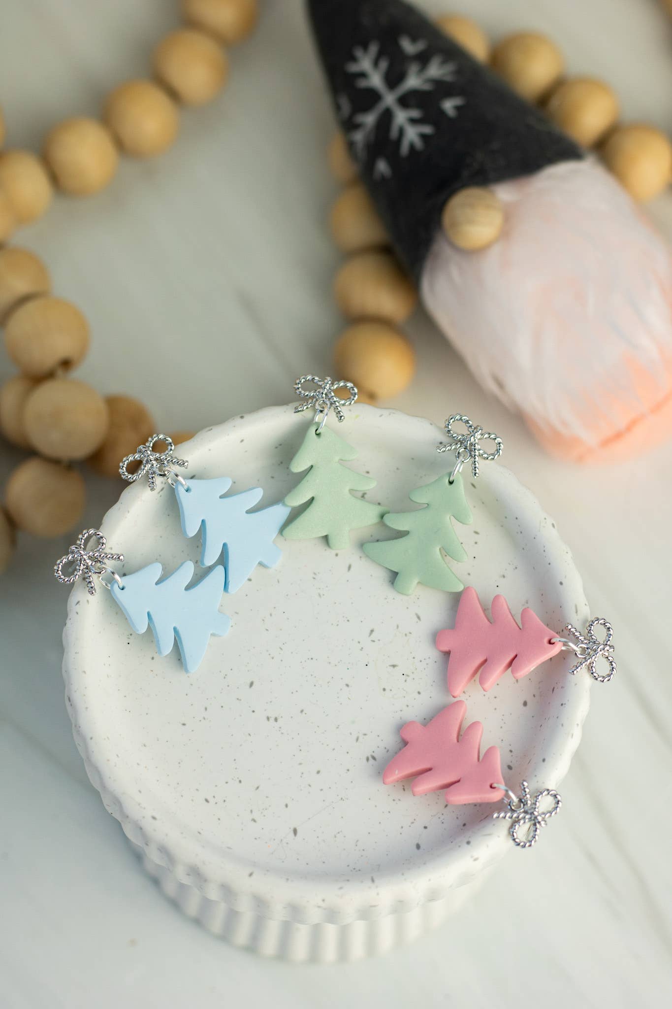 EJ Clay Co - Vendita all'ingrosso Orecchini pendenti - Orecchini Pendenti Albero con Fiocco Placcato Argento - Orecchini Festivi - Natale0