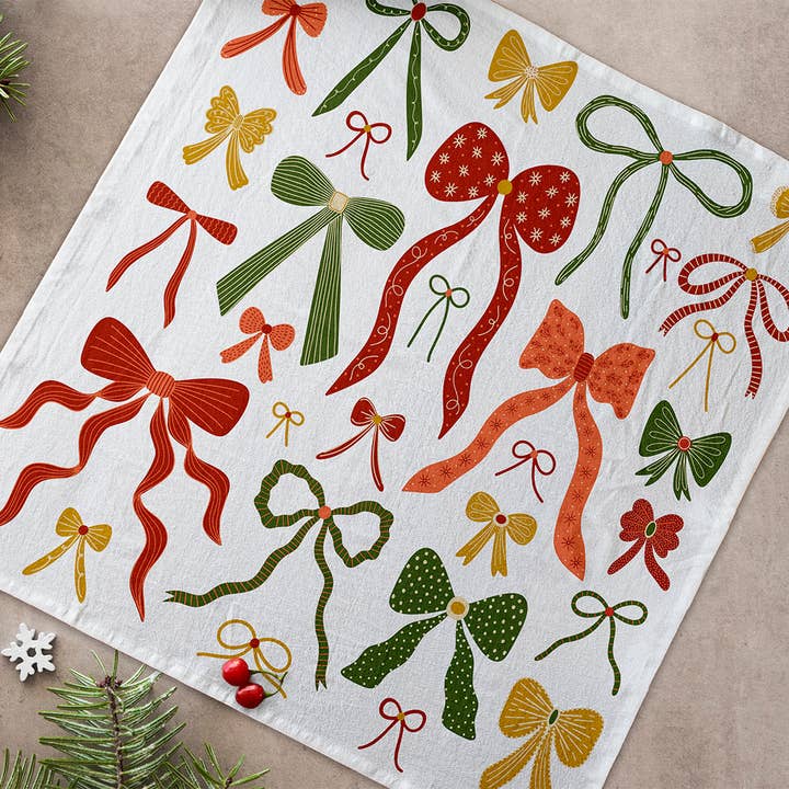 Asciugamano da Cucina con Fiocchi Festivi – Allegro Natale per la vendita all'ingrosso da parte di Gingiber