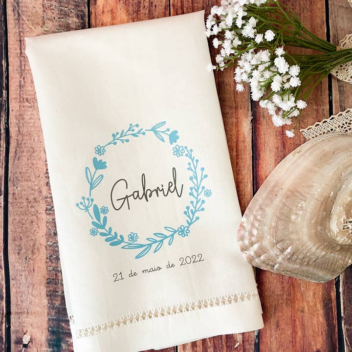 Cutxi Cutxi - Venta al por mayor Servilletas de tela - Toalla o paño de lino para bautizo con puntada ajour - Colección Linen1