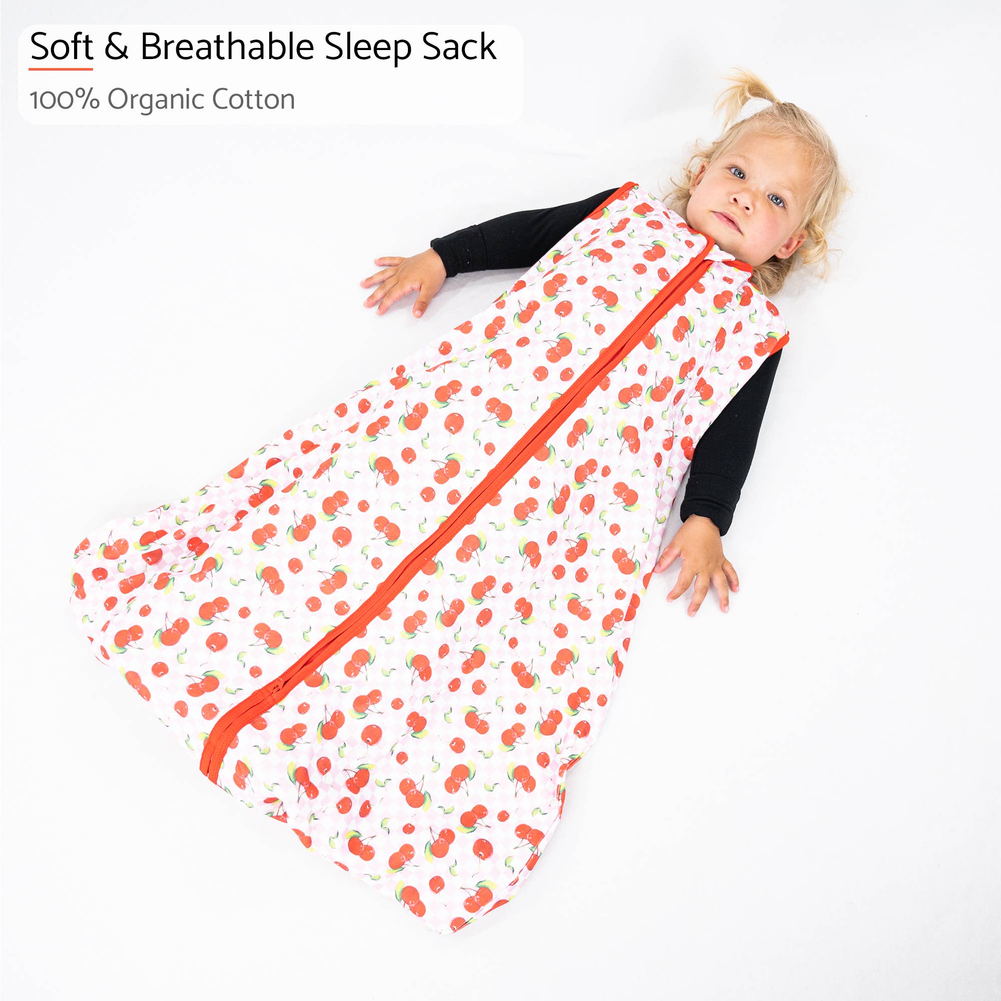 LollyBanks - Wholesale Sleepsack - Baby - Cherry on Top Baby Sleep Sack, 100% Organic Cotton1