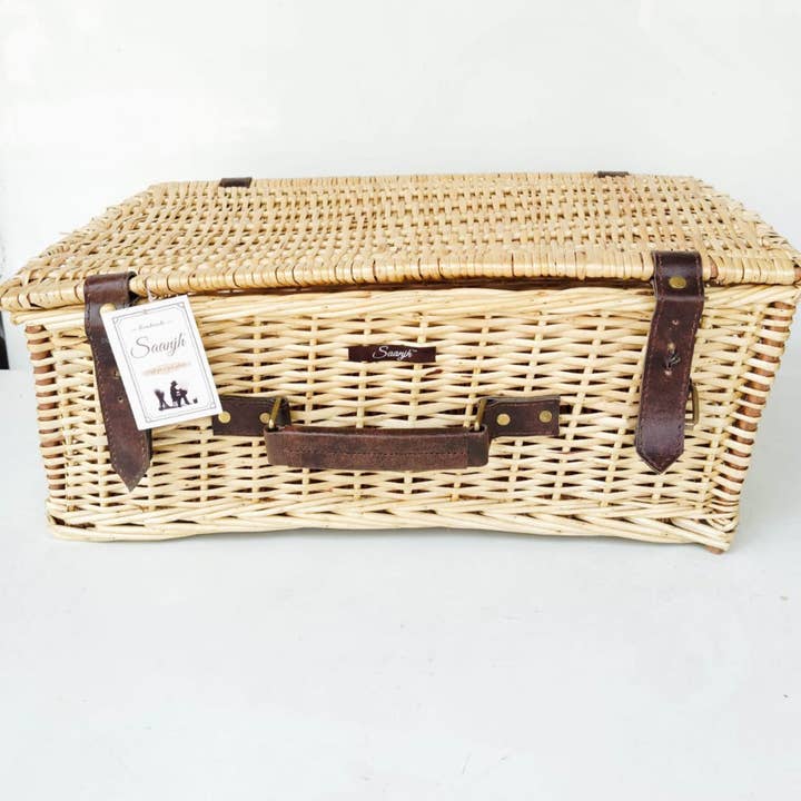 Saanjh Maga Cane Wicker Suticase With Lid and Belt for wholesale by Saanjh
