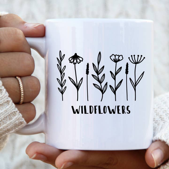 Wildflowers Ceramic Mug Floral Coffee Cup Gift for Her for wholesale by Cataleya Designs Studio LLC