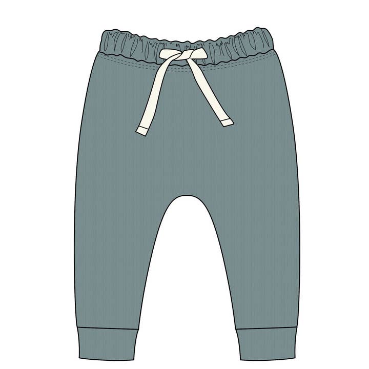 Bailey Drop Track Pants - Ribbed Blue grey for wholesale by Indigo & Lellow