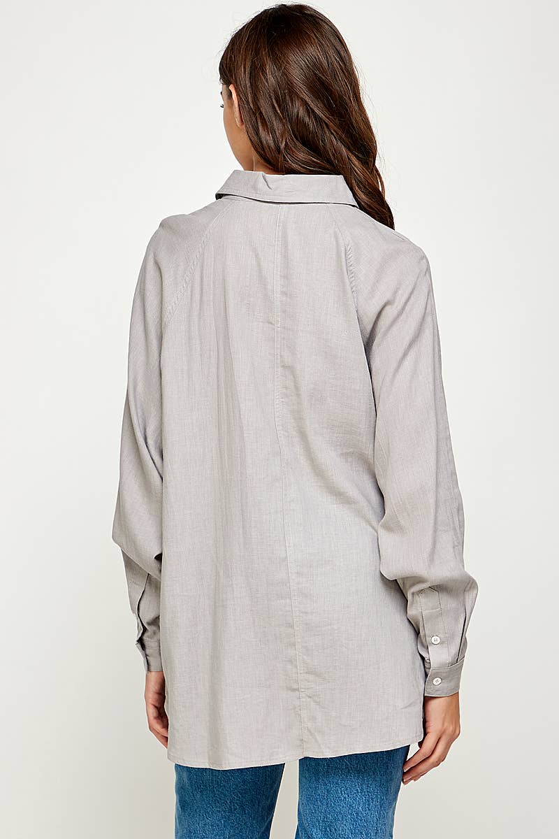 FUN2FUN - Wholesale Button Down Shirt - Women's - LINEN BLEND SHIRT13
