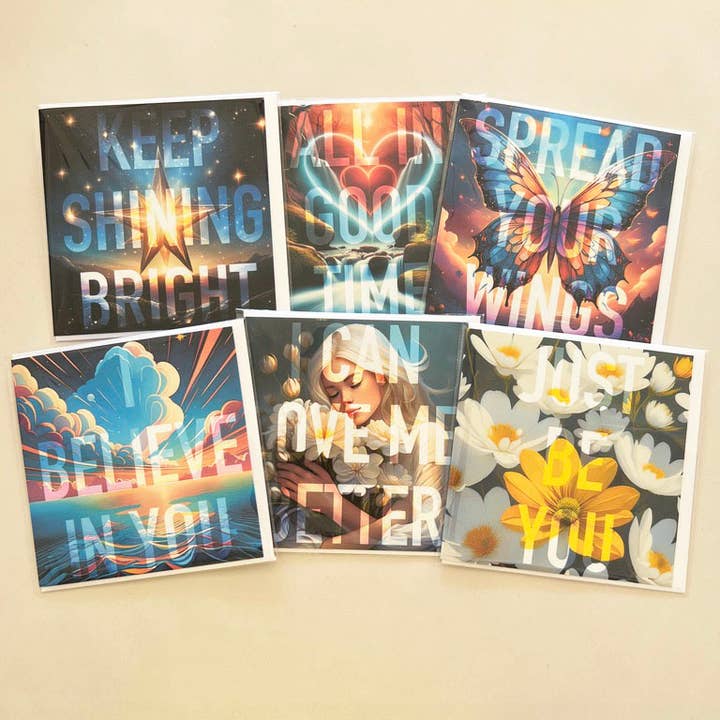 Notes to Self greetings cards - Starter pack 6B (6 designs) for wholesale by delaVision