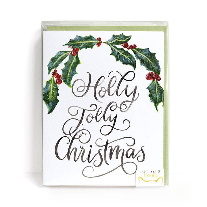 Holly Jolly Christmas Cards, Set of 8 for wholesale by CharmCat