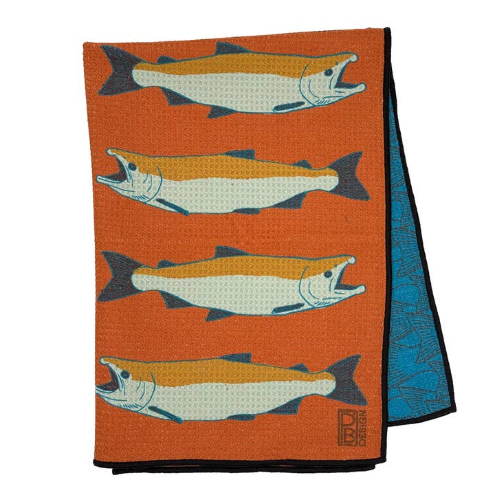 Large Salmon Tea Towel - Rust for wholesale by Paige Brady Design