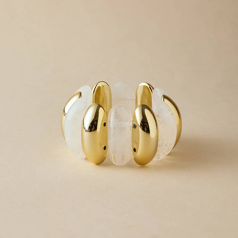 Pretty Persuasions - Wholesale Bangle Bracelet - B25177 Bold Polyresin Oval Link Stretch Bangle Bracelet0