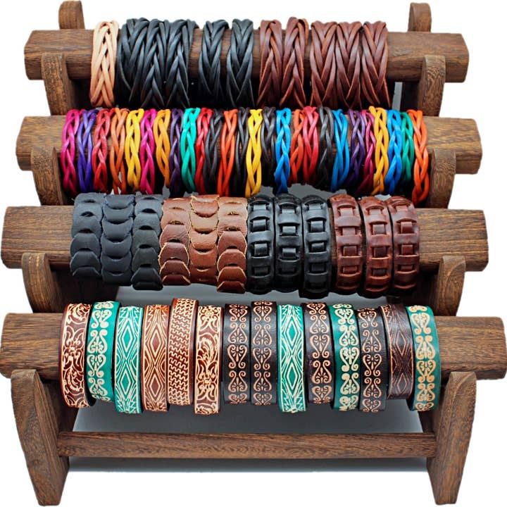 Western Hand Stamped leather bracelet cuff for wholesale by Atlas Goods By Your Needs Company