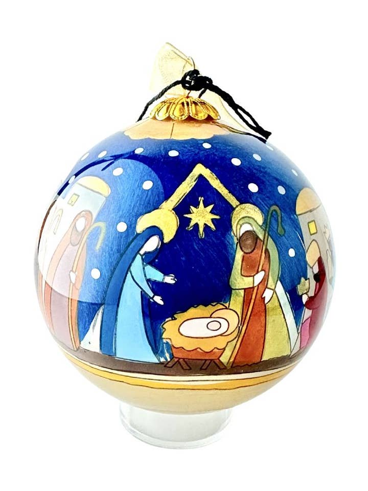 Hand-Painted Glass Ornament - Nativity Scene for wholesale by Kitty Keller Designs