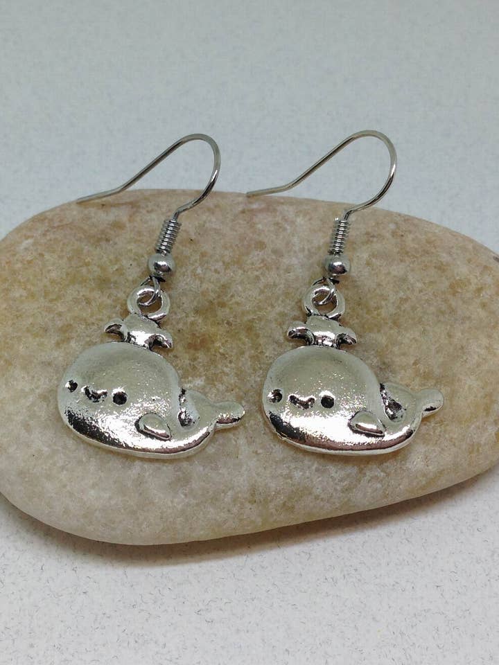 Gold or silver Cute Whale Earrings for wholesale by SimpleNGreat