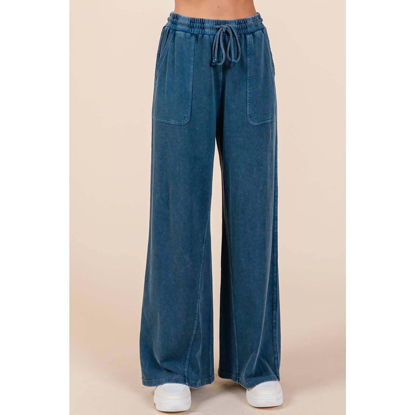 mittoshop - Wholesale Pants - Women's - MINERAL WASH FRENCH TERRY WIDE LEG PANTS38