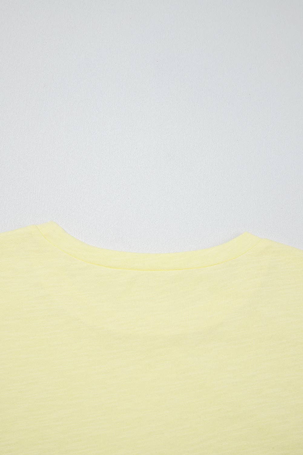 Yellow Cream Lace Patchwork Cap Sleeve Round Neck T Shirt for wholesale on Faire12