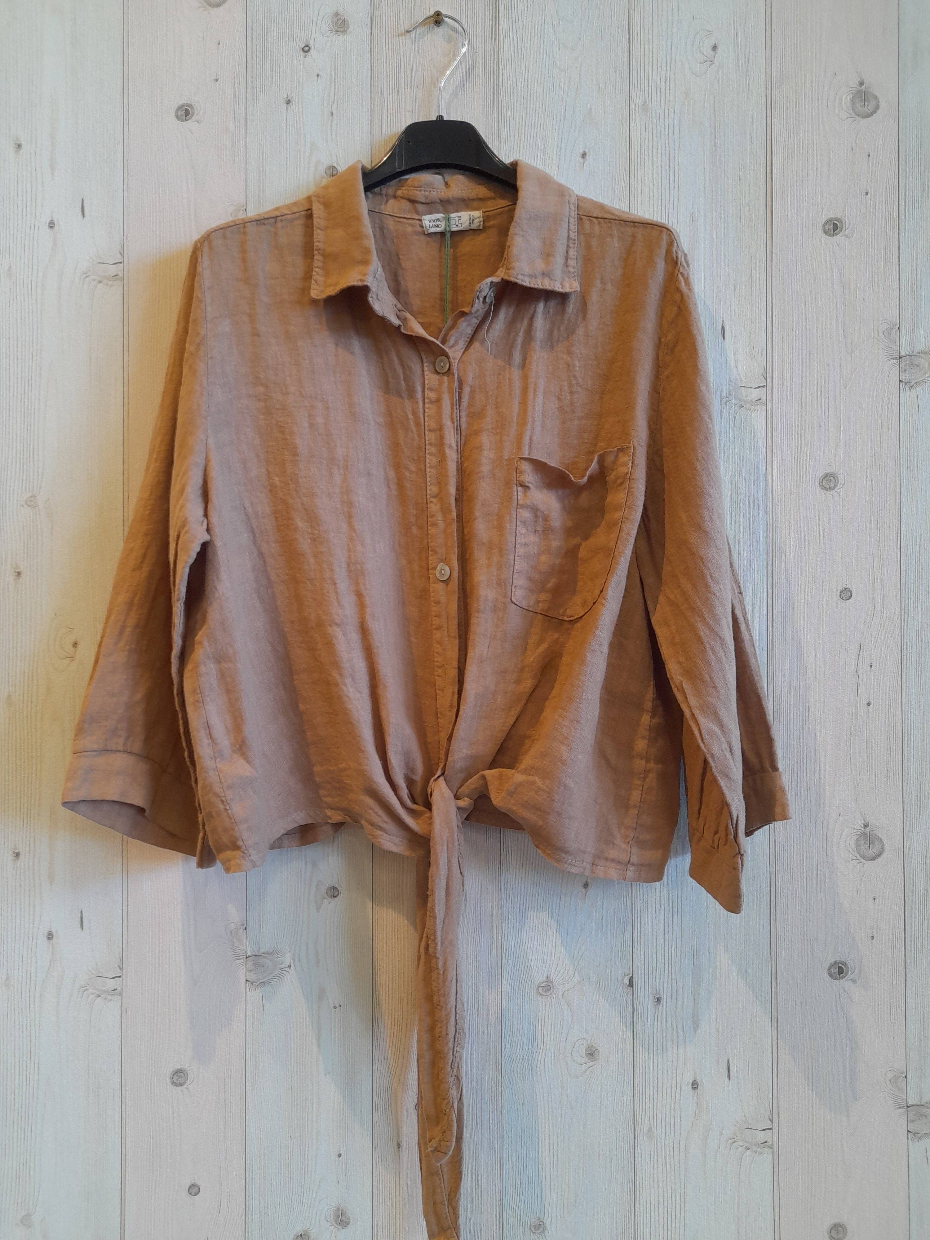 Linen & More - Wholesale Button Down Shirt - Women's - REF 89166 100% LINEN TIE SHIRT11