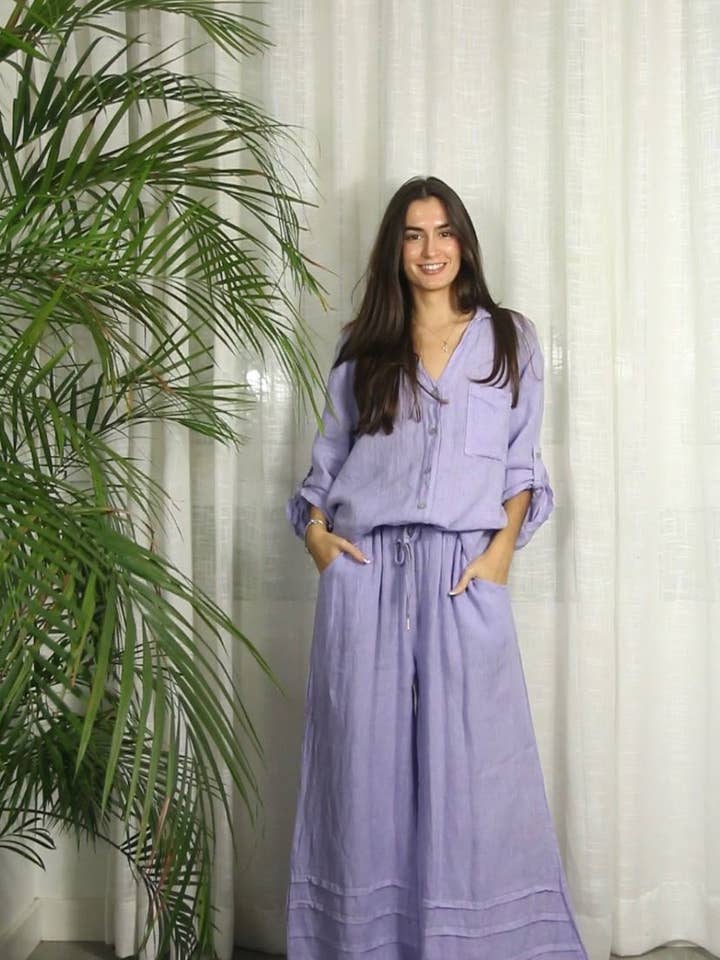 Linen & More - Wholesale Pants - Women's - REF 5089 WIDE-LEG LINEN TROUSERS 100%