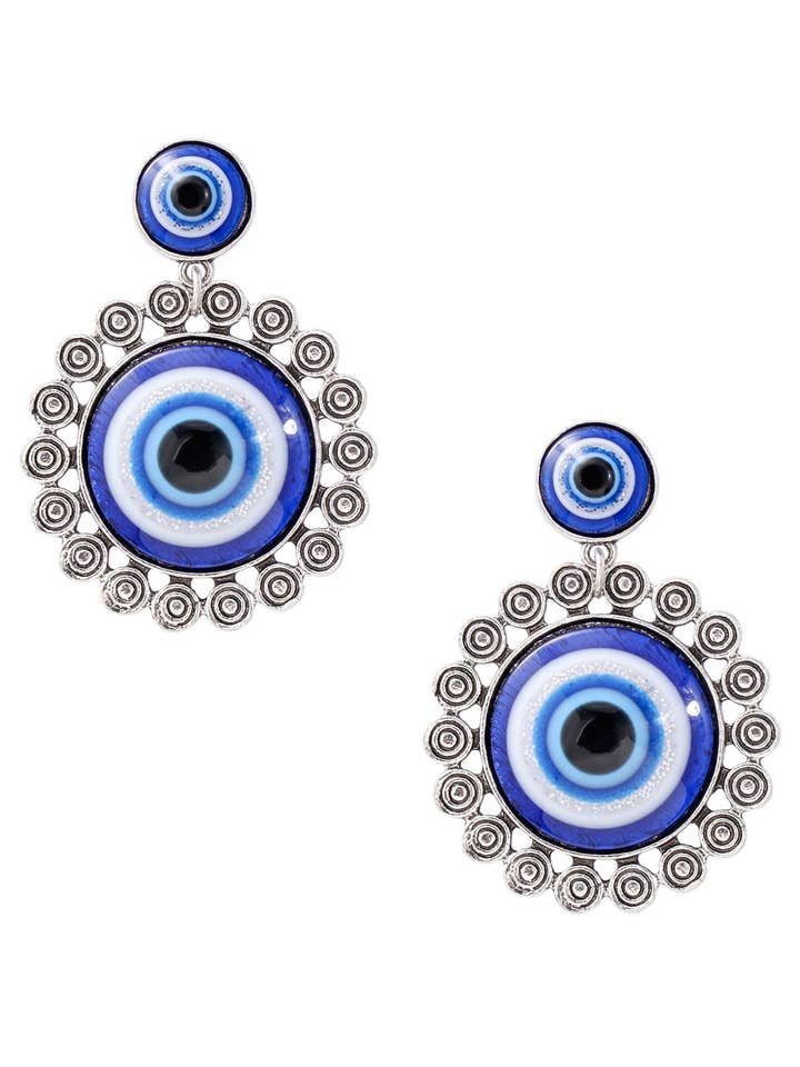 Oorbelletjes van legering met boze oog E8341 voor wholesale door Ole