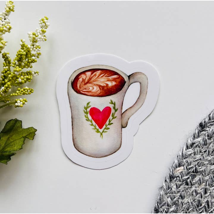 Emilia Rose Artwork LLC - Wholesale Sticker - Latte Heart Mug sticker3
