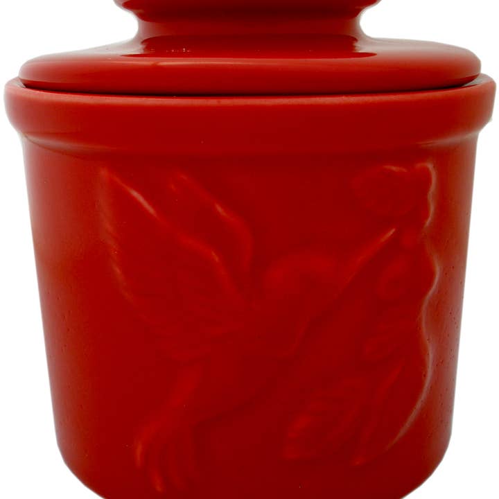 JBK Pottery - Wholesale Butter Dish - Hummingbird Butter Crock - Red