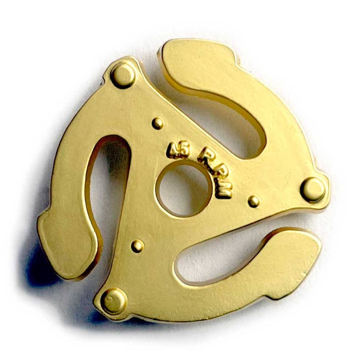 45 Vinyl Adapter Enamel Pin for wholesale by Badge Bomb