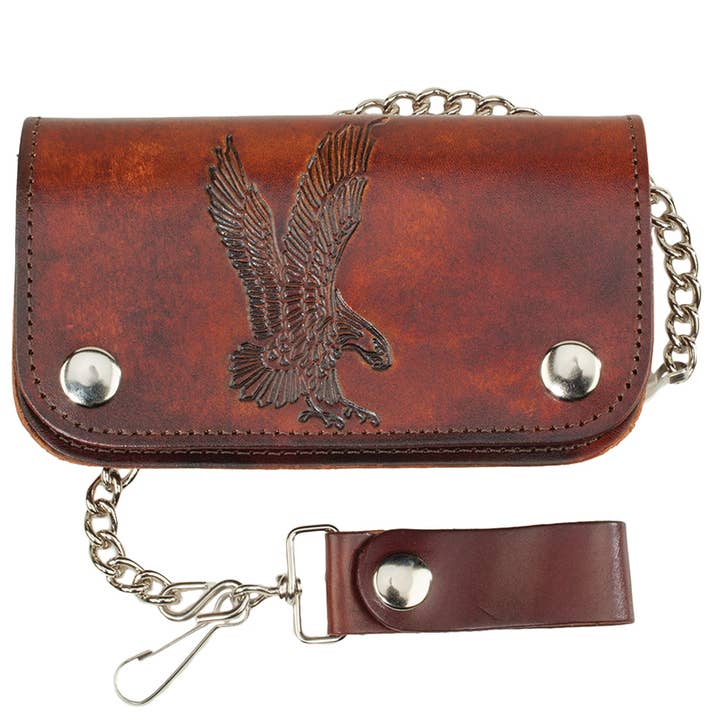 USA-Made Antiqued Leather Wallet with Embossed Eagle for wholesale by Western Express