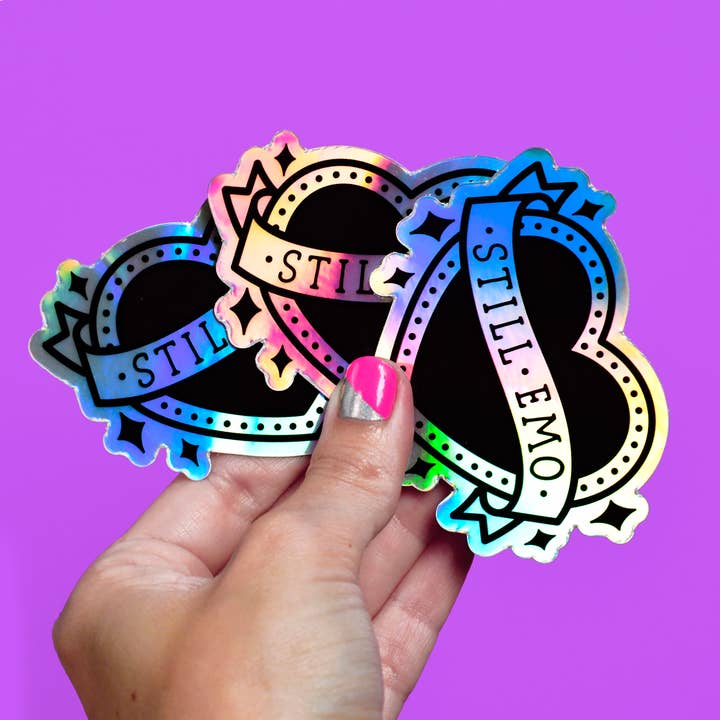 jesiiii - Wholesale Sticker - still emo heart / rainbow holographic vinyl sticker