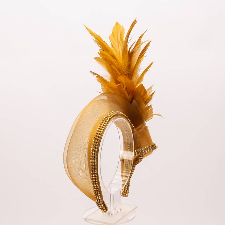 KaKyCo - Wholesale Fashion Headband - Women's - Feather, Rhinestone, Crinoline Embellished Headband | AJ849H31