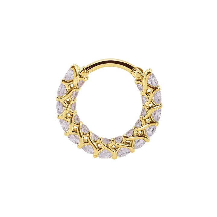 As Above So Below Clicker with Mixed Gems – 14K & 18K Gold for wholesale by Piercing-zone