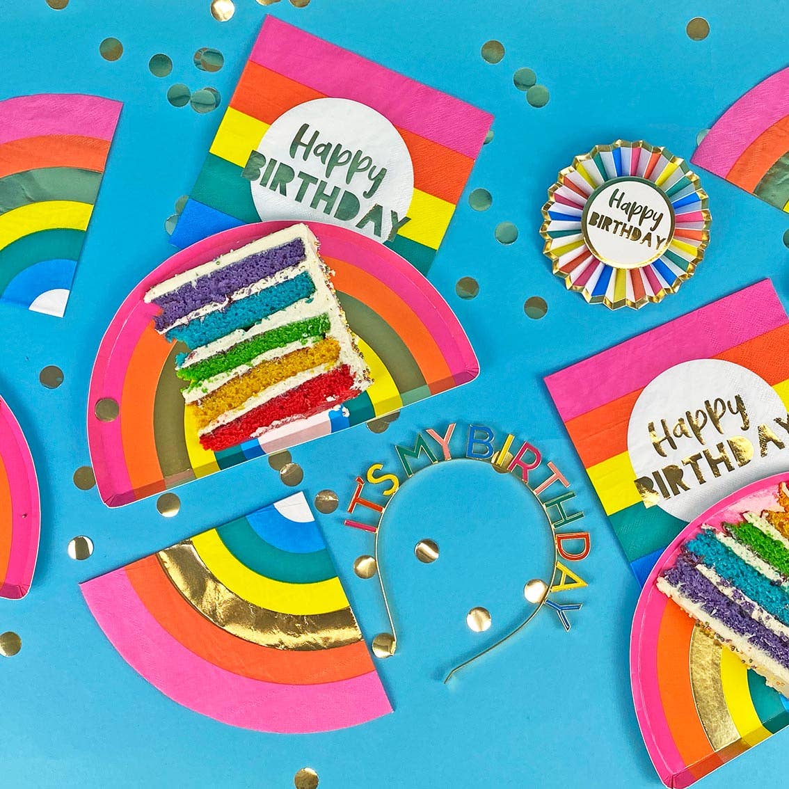 Talking Tables USA - Wholesale Disposable Napkin - Rainbow Happy Birthday Napkins | Birthday Party |7