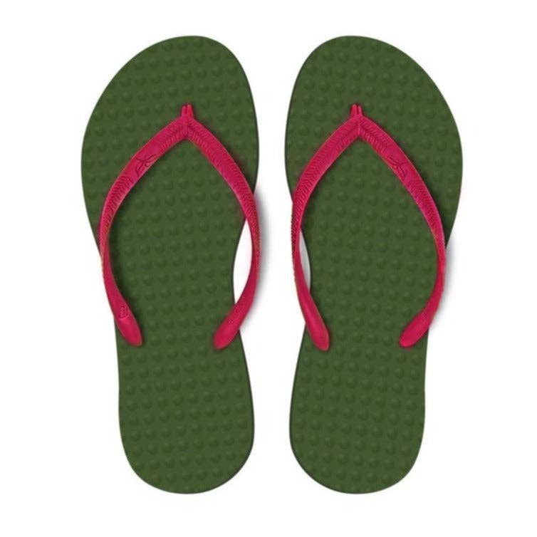 Women's Sustainable Flip Flops Army Green with Army Green Straps