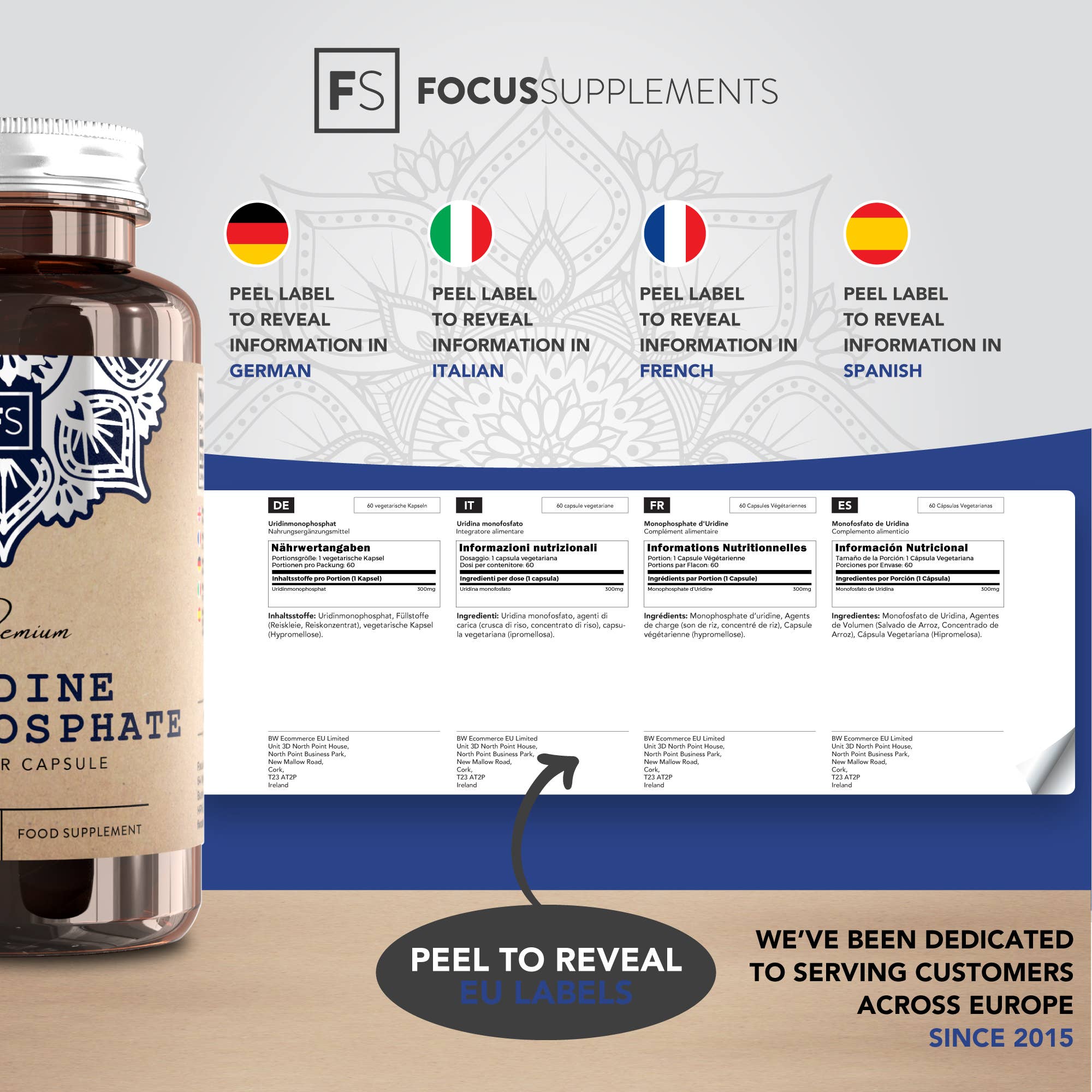 Focus Supplements – wholesale Oral supplement/vitamin – Uridine Monophosphate (300mg) 60 Capsules2