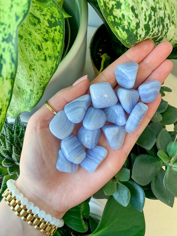 Blue Lace Agate Tumbled Stone for wholesale by Crystal Vibes Inc.