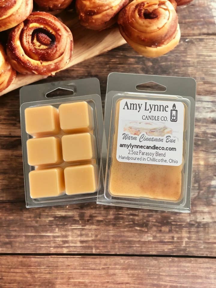 Warm Cinnamon Bun Wax Melts for wholesale by Amy Lynne Candle Company