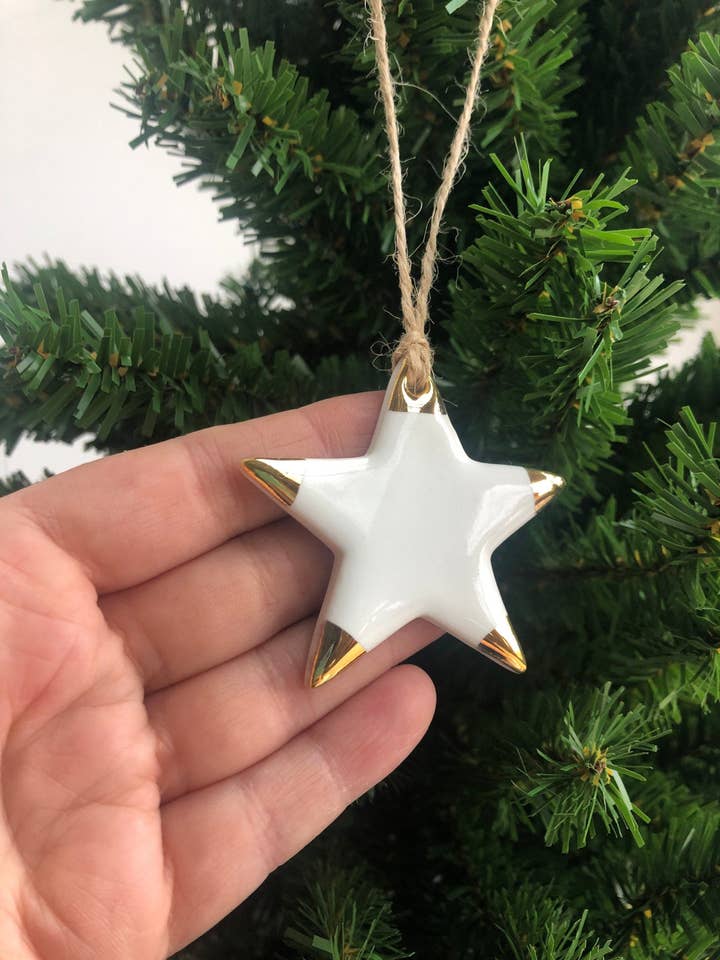 Wit sterornament - verpakking van 3 voor wholesale door Clay Blanca