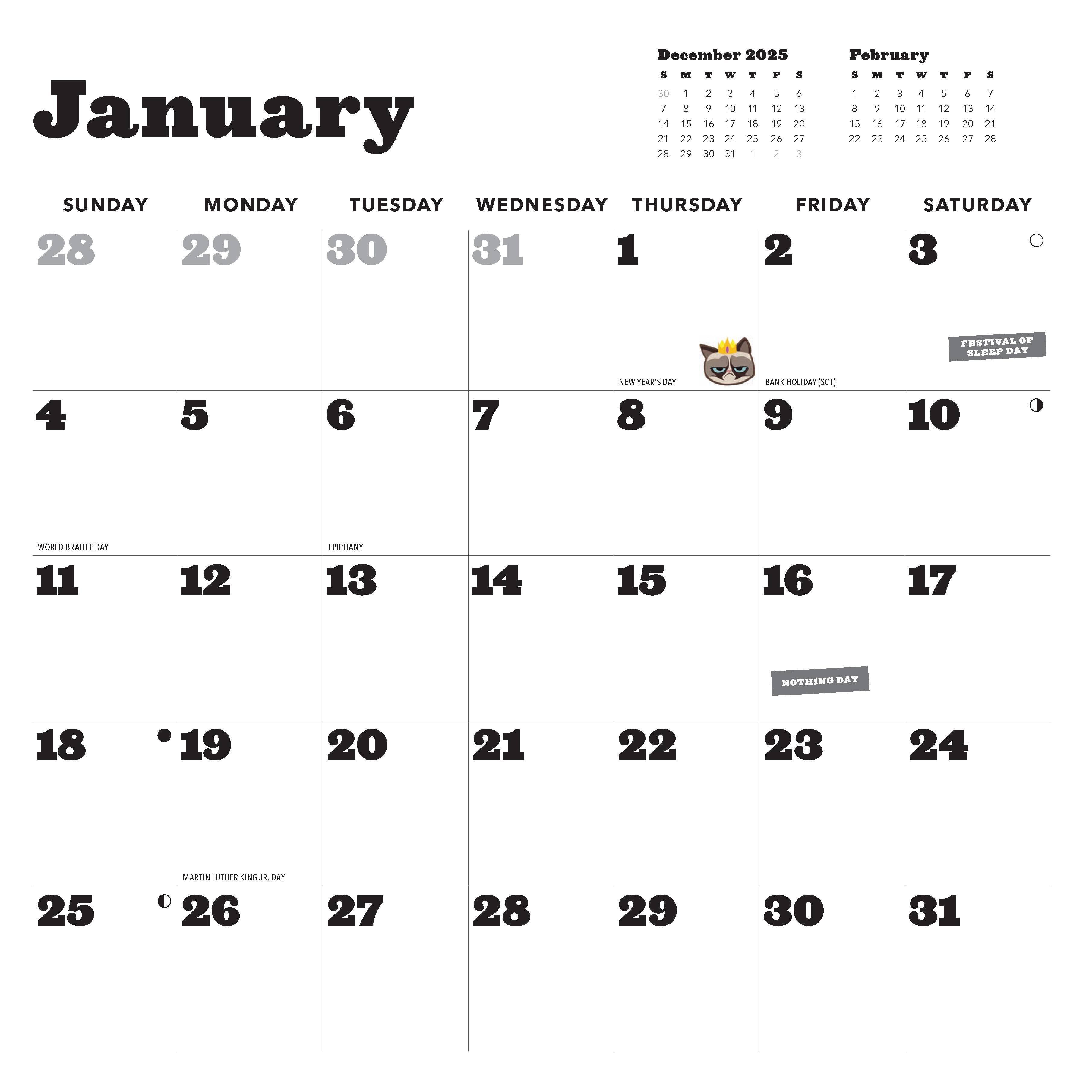 Chronicle Books - Wholesale Calendar - Grumpy Cat 2026 Wall Calendar1