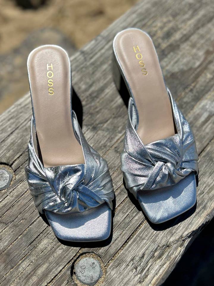 Mule Camille en cuir argenté HOSS pour la vente par HOSS