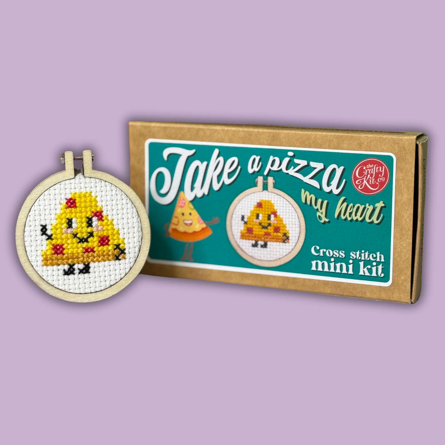 The Crafty Kit Company - Wholesale Embroidery/Cross Stitch Supplies - 'Take A Pizza My Heart' Mini Matchbox Cross Stitch Kit0
