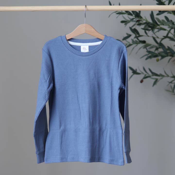 Periwinkle Ribbed Top for wholesale by Belle + Bea Basics