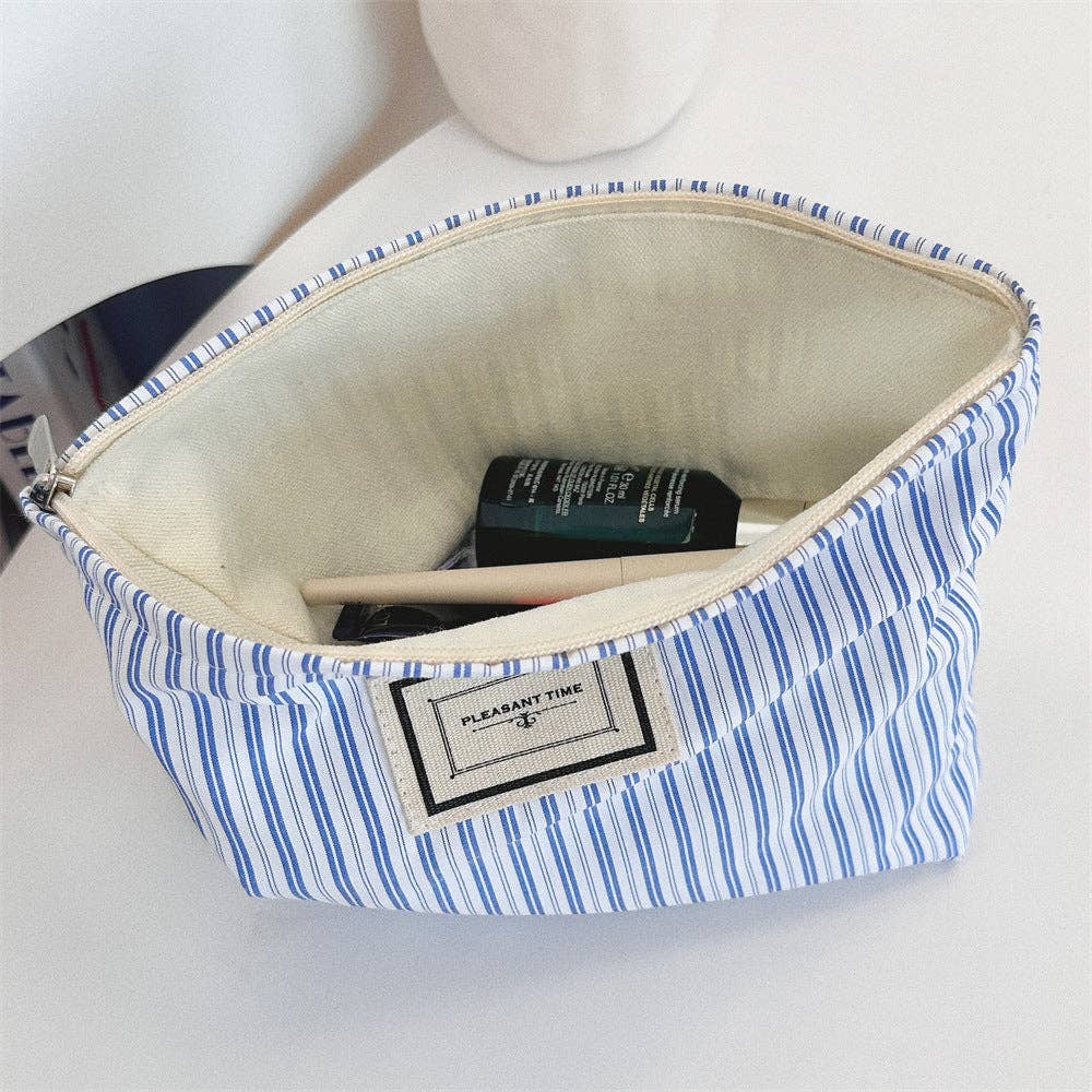 Blue Striped Color Block Portable  Make Up Bag DP25A568 for wholesale on Faire4