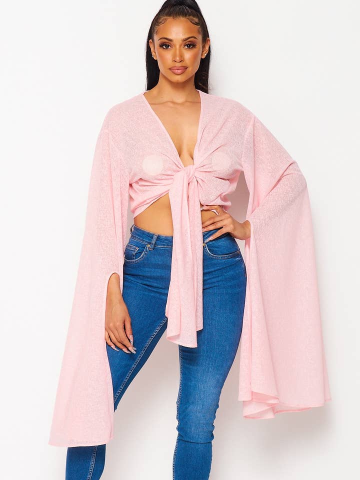Hot & Delicious - Vente Chemisier – femme - Crop Top noué devant Kristina (HDT28945)