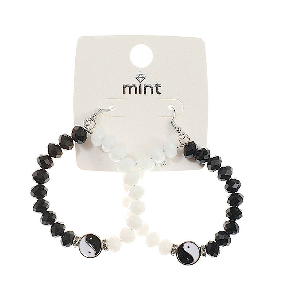 Atlas Fashion - Wholesale Dangle Earrings - Yin & Yang Bead Hoops0