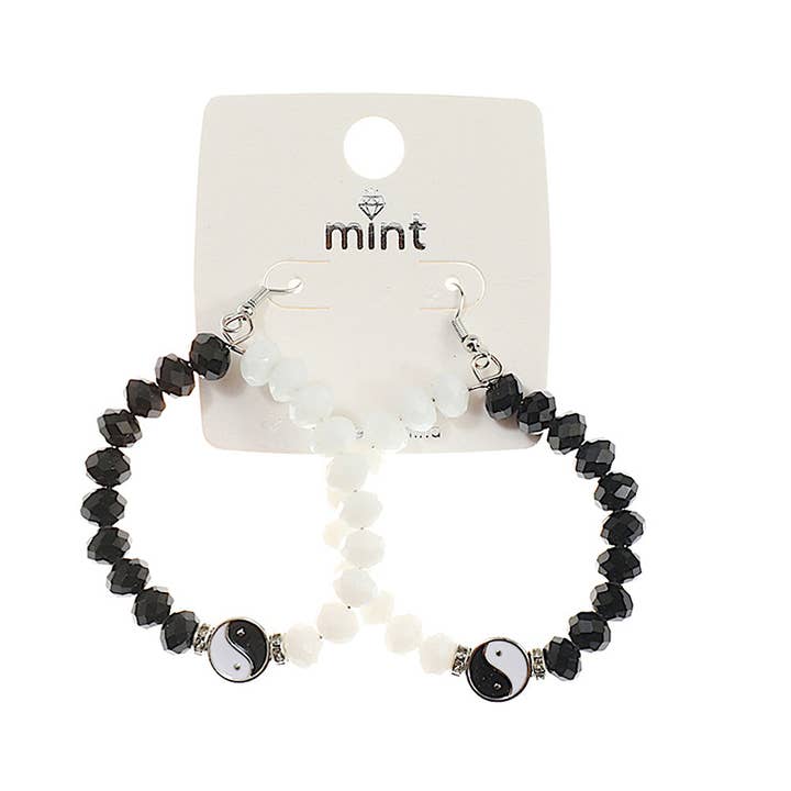 Atlas Fashion - Wholesale Dangle Earrings - Yin & Yang Bead Hoops