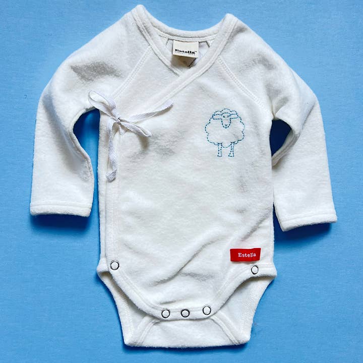 Sherpa Baby Onesie with Embroidery | Spring/Summer Organic Clothing for wholesale by Estella