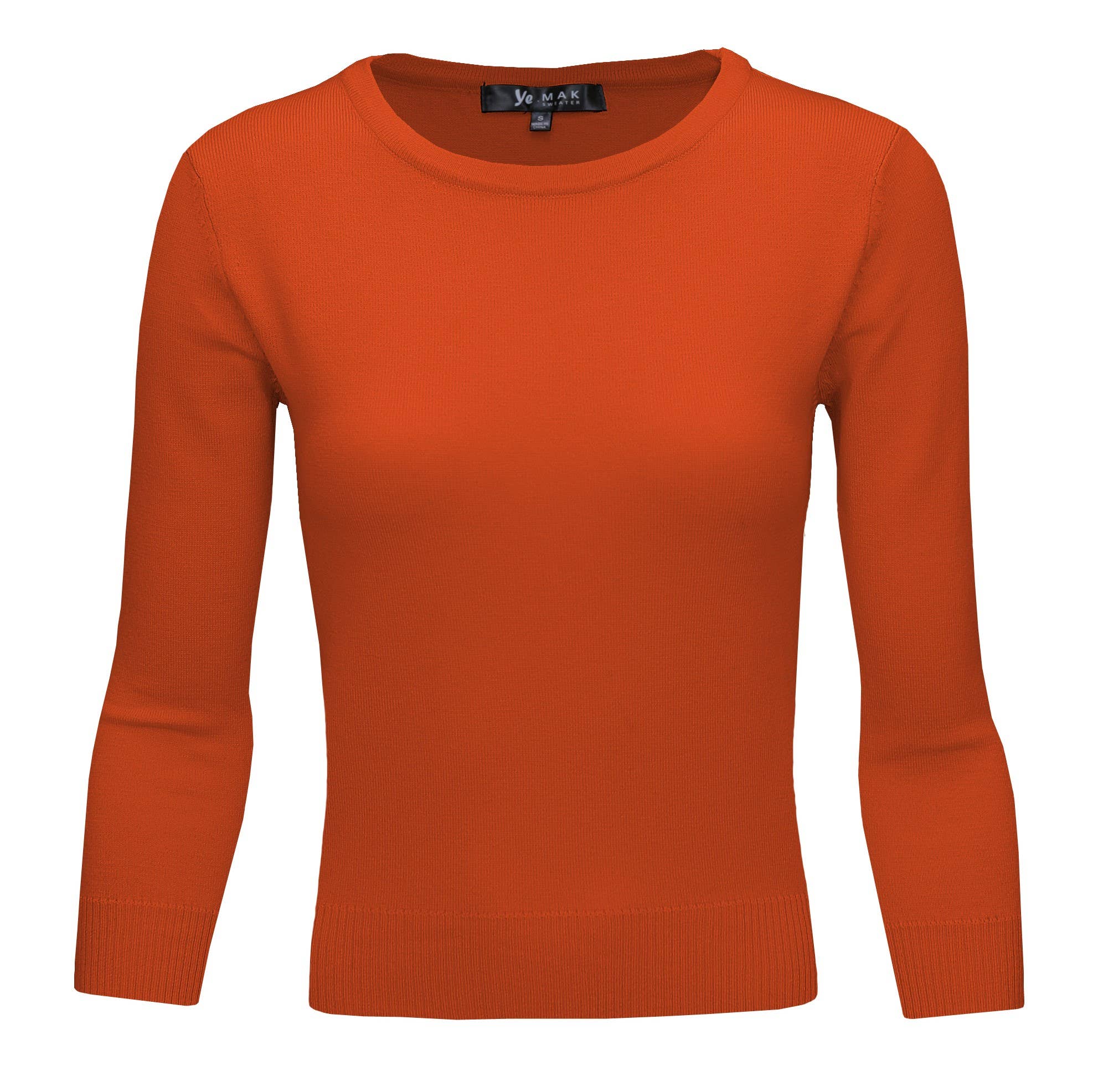 Mak - Wholesale Knit Top - Women's - 3/4 Sleeve Crewneck Soft Lightweight Basic Knit Top MK36364