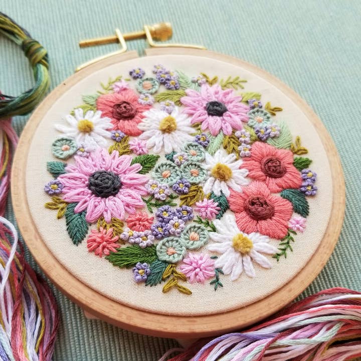 Jessica Long Embroidery - Wholesale Embroidery/Cross Stitch Supplies - Wildflower Sampler Embroidery Craft Kit1